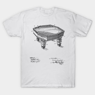 Pool Table Vintage Patent Hand Drawing T-Shirt